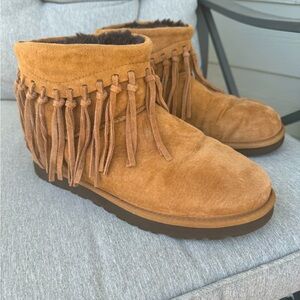 UGG Wynona Chestnut Suede Boots with Fringe
